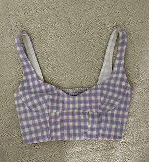 ZARA Purple And White Gingham Tank Top thumbnail 1