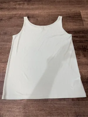 EILEEN FISHER 100% Silk Stretch Jersey Scoop Neck Tank in Pale Blue thumbnail 3
