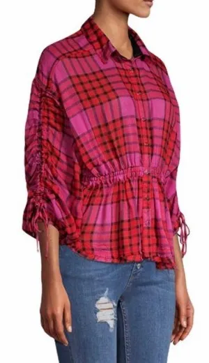 Free People Pacific Dawn Plaid Peplum Size XS thumbnail 1