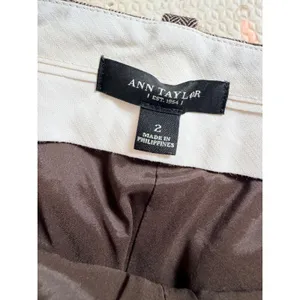 Ann Taylor Brown Herringbone Wide Leg Virgin Wool Blend Dress Pants Size 2 thumbnail 2