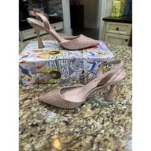 Jeffrey Campbell Zivote Crystal Satin Slingback Heels size 6 Light Pink Combo thumbnail 3