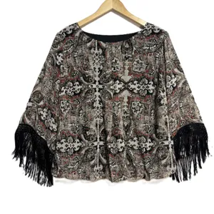 AGB‎ Blouse Multicolor Fringe Boho-Chic Southwestern Festival Party Artsy 2X thumbnail 2