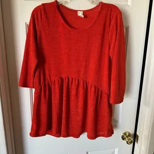 Orange long sleeve peplum top Size L thumbnail 1
