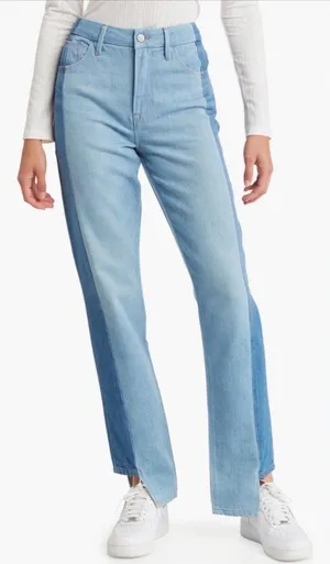 Good American Good Boy Two-Tone Step Hem High Waist Boyfriend Jeans 8/29 thumbnail 1