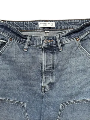 Abercrombie & Fitch Curve Love The Dad High Rise Double Knee Straight Jeans Sz 4 thumbnail 3