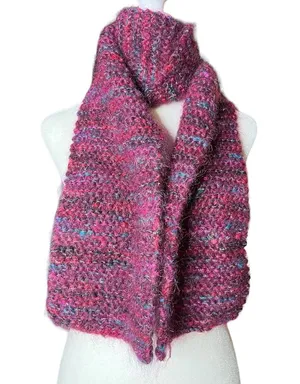 Hand made knitted mohair blend scarf thumbnail 1