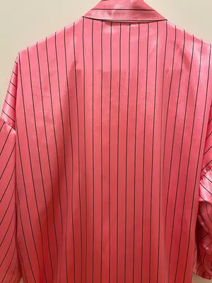 Jayre Hot Pink Satin Pinstripe Kimono Robe gently worn thumbnail 6