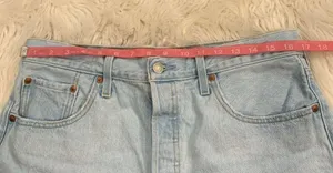 Levi's 501 button fly cotton denim raw hem shorts high rise 32 thumbnail 6
