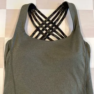 lululemon free to be wild built in bra tank top heathered camo green 4 thumbnail 4
