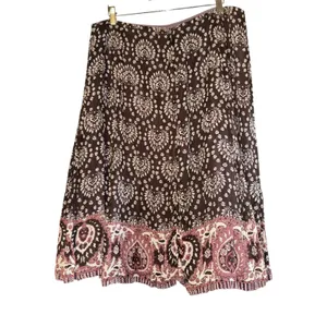 Gianni Bini Silk Boho Skirt Women's 12 Hippie Aztec Raw Hem Lightweight‎ ~Flaw thumbnail 4