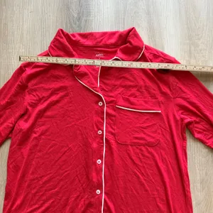 Auden Womens Red Button Down Long Sleeve Sleep Shirt Nightgown Size M NWT thumbnail 3