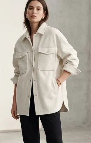 Zara Off White Soft Button Down Overshirt Woman’s Jacket Size M thumbnail 1