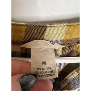 Duluth Trading Co Top W Med Yellow Flannel Plaid Tunic Button Front Fall Autumn thumbnail 3