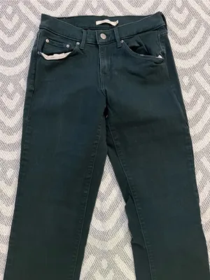 LEVI’S Women’s Mid Rise 505 Straight Leg Hunter Green Denim Jeans 27 thumbnail 2