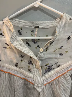 Free People Hearts and Colors M Ivory Blouse Sheer Ivory Neutral Oversize Top thumbnail 4