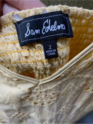 Sam Edelman 100% cotton Tiered Ruffle Cotton Eyelet‎ Yellow Dress Size 2 thumbnail 7