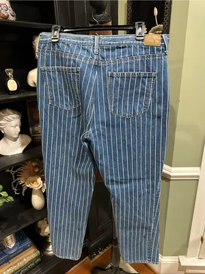 American Eagle Striped Mom Jeans – Distressed – Size 14 Long thumbnail 7