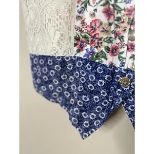 Vintage Patchwork Lace Vest M Cottagecore Boho Phoebe Grunge‎ Artsy Button USA thumbnail 3