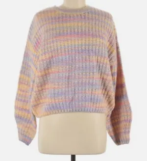 Jessica Simpson Pastel Striped Cropped Oversized Wool Sweater | Medium thumbnail 1
