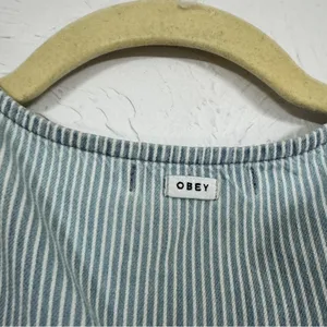 Obey Blue White Striped Sleeveless Jumpsuit Womens 27 Beachy Lightweight Casual thumbnail 13