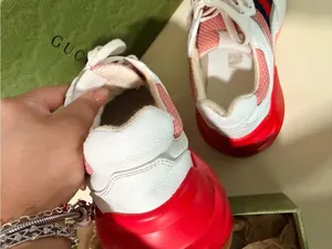 Gucci Gold Leather-Trim Sneakers thumbnail 12