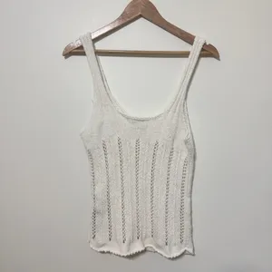Abercrombie & Fitch Crochet V-neck Skimming Tank Top Size Medium White Beach thumbnail 5