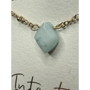 Amazonite Gemstone Necklace Blue‎ Teal Courage Gold Plated Chain Jewelry New thumbnail 3