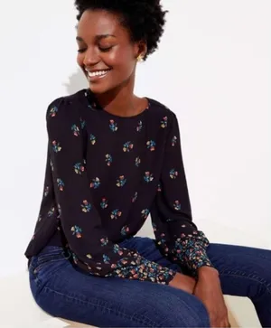 Ann Taylor Loft Flowy Long Sleeve Floral Blouse Size Medium thumbnail 1
