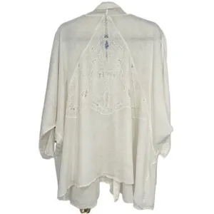 Free People White Crotchet/Lace Open Front Cardigan(Size Medium) thumbnail 3