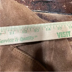Vintage 70s Suede Leather Belted Mini‎ Trench Jacket Brown 9/10 thumbnail 7
