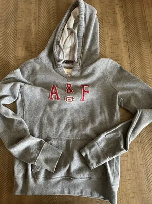Vintage‎ Abercrombie & Fitch Grey Patch Hoodie Medium Y2K Applique thumbnail 1