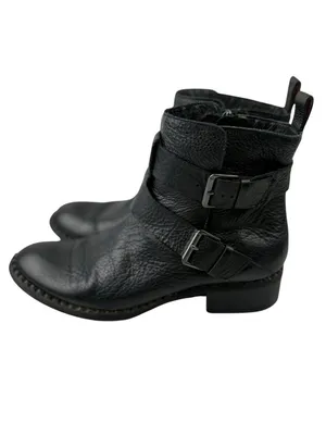 Gentle Souls Benton Moto Boots Womens Size 10 Black Pebbled Leather Combat Ankle thumbnail 7