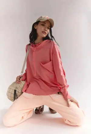 Free People Movement Hot Shot Hooded Layer Red Long Sleeve Medium thumbnail 3
