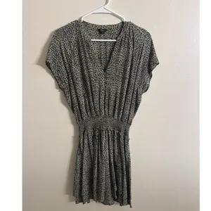Rails Karla Olive Lynx Green Black Cheetah Print Smocked Waist Mini Dress Small thumbnail 3