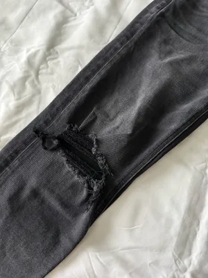 Black AE Stretch High Waisted Ripped Mom Jeans thumbnail 5