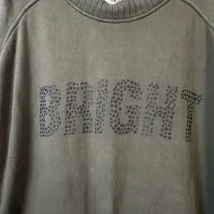 Aerie Sweatshirt Womens Large Olive Green Bright Star Studded Oversized Pullover thumbnail 5