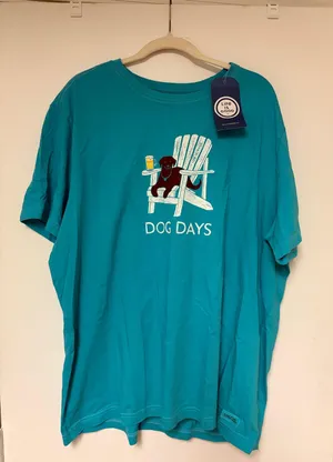 Life is Good Crusher Dog Days Teal Blue T Shirt 2XL NWT thumbnail 2