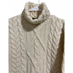 Inis Crafts Fisherman Cable Knit Turtleneck Sweater‎ Ivory Women's Size Small thumbnail 3