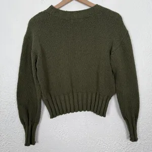 J.Crew Relaxed Crewneck Sweater Olive Green Size Medium thumbnail 3