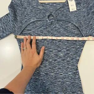 Abercrombie & Fitch NWT blue knit O-Ring Cutout Sweater Bodysuit size XL thumbnail 10