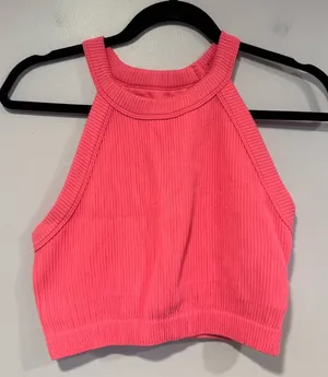 Pink ribbed high neck aerie bra‎ tank thumbnail 1