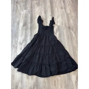 Kourt Calypso Maxi Dress Black Swiss Dot‎ Ruffle Smocked Tiered Size XL thumbnail 2
