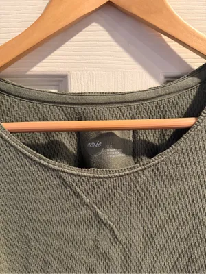aerie Olive Green Waffle Knit Top thumbnail 3