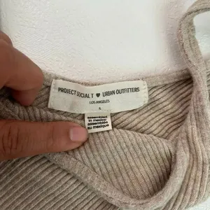 Urban Outfitters Project Social T Ribbed Knit Tank Women’s Small Beige Tie Side thumbnail 3