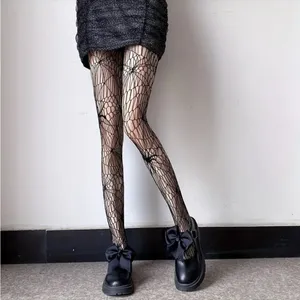 Gothic Spider Jacquard Pantyhose, Gothic Hollow Out‎ Sheer Tights One Size thumbnail 5