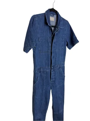 👖 Everlane The Short-Sleeve Denim Overall Jumpsuit Size 2 👖 thumbnail 6