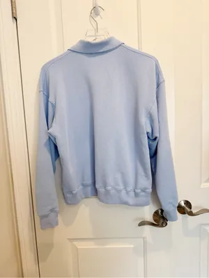 POLO RALPH LAUREN Polo Collared Sweatshirt in Baby Blue size Small Preppy thumbnail 4