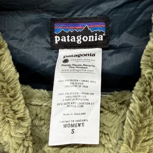 Patagonia Pelage Faux Fur Jacket‎ Cozy Warm Olive Green Coat Womens Size S thumbnail 4