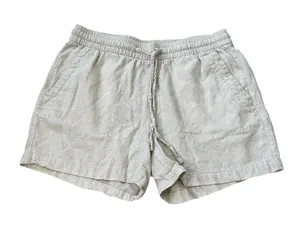 Old Navy Womens Medium Khaki Linen Blend Shorts Elastic Waist Summer Coastal thumbnail 1