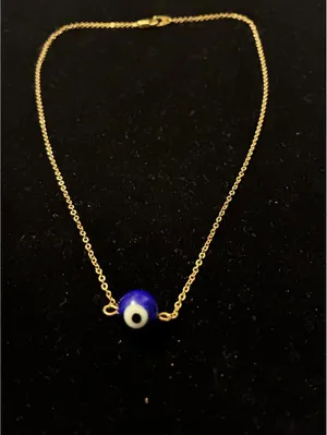 Dainty Blue Evil Eye Protection Necklace – Gold-Toned Chain Amulet 18” thumbnail 2